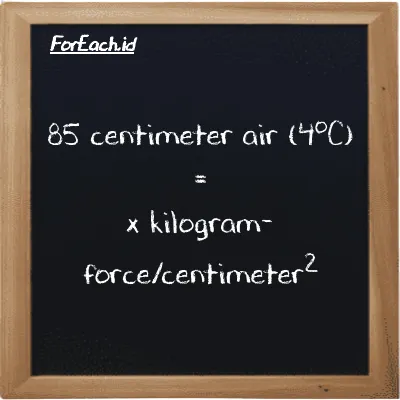 Contoh konversi centimeter air (4<sup>o</sup>C) ke kilogram-force/centimeter<sup>2</sup> (cmH2O ke kgf/cm<sup>2</sup>)